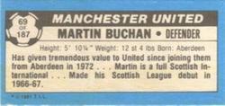 1981-82 Topps Footballer - Singles #69 Martin Buchan Back
