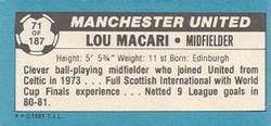 1981-82 Topps Footballer - Singles #71 Lou Macari Back