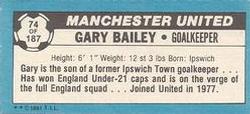 1981-82 Topps Footballer - Singles #74 Gary Bailey Back