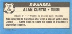 1981-82 Topps Footballer - Singles #109 Alan Curtis Back