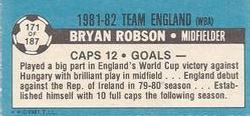1981-82 Topps Footballer - Singles #171 Bryan Robson Back