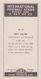 1958 Kane International Football Stars #15 Fritz Walter Back