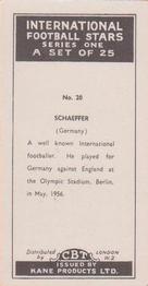 1958 Kane International Football Stars #20 Hans Schaeffer Back