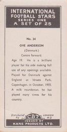 1958 Kane International Football Stars #24 Ove Andersen Back