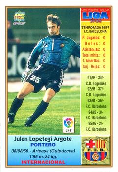 1997-98 Mundicromo Sport Las Fichas de La Liga #27 Lopetegi Back