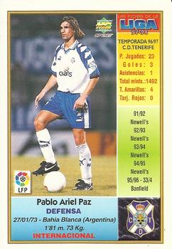 1997-98 Mundicromo Sport Las Fichas de La Liga #184b Pablo Paz Back