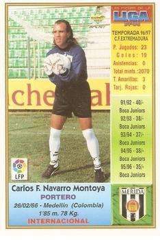 1997-98 Mundicromo Sport Las Fichas de La Liga #362 Montoya Back