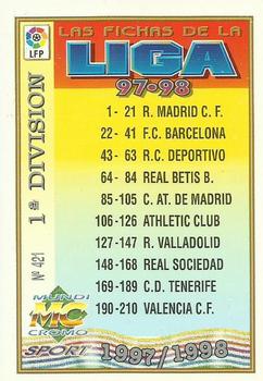 1997-98 Mundicromo Sport Las Fichas de La Liga #421 Checklist Front