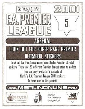 2000-01 Merlin F.A. Premier League 2001 #5 Kit Back