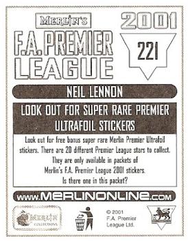 2000-01 Merlin F.A. Premier League 2001 #221 Neil Lennon Back