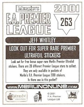 2000-01 Merlin F.A. Premier League 2001 #263 Jeff Whitley Back