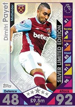 2016-17 Topps Match Attax Premier League - Limited Edition Silver #LE7 Dimitri Payet Front