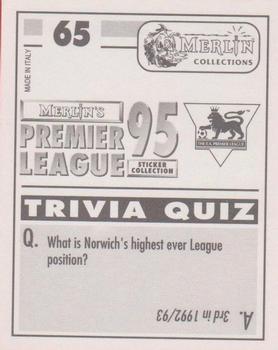 1994-95 Merlin's Premier League 95 #65 Alan Shearer Back