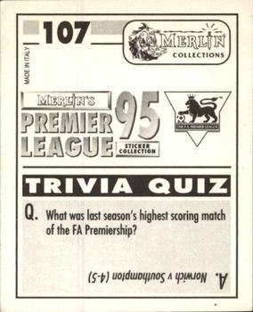 1994-95 Merlin's Premier League 95 #107 David Rennie Back