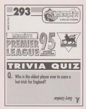 1994-95 Merlin's Premier League 95 #293 Peter Schmeichel Back