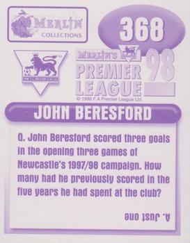 1997-98 Merlin F.A. Premier League 98 #368 John Beresford Back