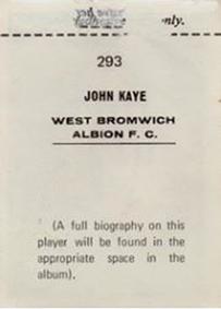 1969-70 FKS Publishers Wonderful World of Soccer Stars #293 John Kaye Back