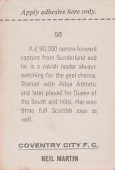 1968-69 FKS Publishers Wonderful World of Soccer Stars #58 Neil Martin Back
