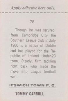 1968-69 FKS Publishers Wonderful World of Soccer Stars #78 Tommy Carroll Back
