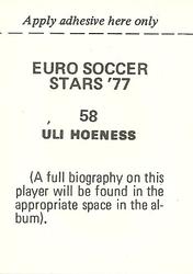 1977 FKS Euro Soccer Stars '77 #58 Höeness Back