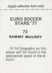 1977 FKS Euro Soccer Stars '77 #73 Sammy McIlroy Back