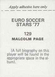 1977 FKS Euro Soccer Stars '77 #129 Malcolm Page Back