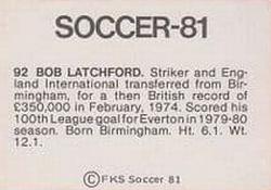 1980-81 FKS Publishers Soccer-81 #92 Bob Latchford Back