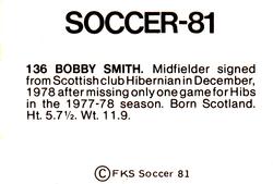 1980-81 FKS Publishers Soccer-81 #136 Bobby Smith Back