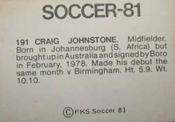 1980-81 FKS Publishers Soccer-81 #191 Craig Johnston Back