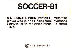 1980-81 FKS Publishers Soccer-81 #402 Donald Park Back
