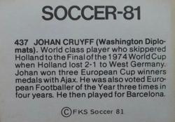 1980-81 FKS Publishers Soccer-81 #437 Johan Cruyff Back