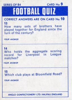 1969-70 Anglo Confectionery Football Quiz #9 Chris Topping Back
