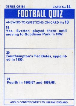 1969-70 Anglo Confectionery Football Quiz #14 Les Massie Back