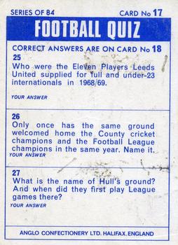 1969-70 Anglo Confectionery Football Quiz #17 Don Rogers Back