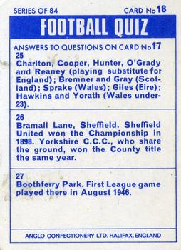 1969-70 Anglo Confectionery Football Quiz #18 Graham Williams Back