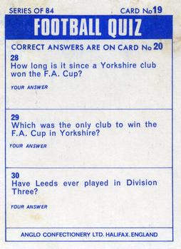 1969-70 Anglo Confectionery Football Quiz #19 Ron Fenton Back