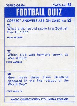 1969-70 Anglo Confectionery Football Quiz #51 Ron Springett Back