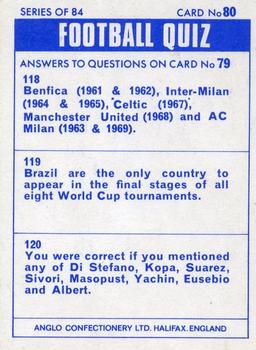 1969-70 Anglo Confectionery Football Quiz #80 Peter Thompson Back