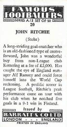 1965-66 Barratt & Co. Famous Footballers (A13) #20 John Ritchie Back