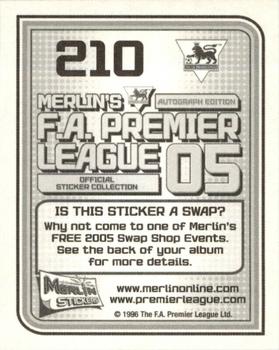 2004-05 Merlin F.A. Premier League 2005 #210 Fitz Hall Back