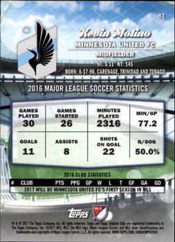 2017 Stadium Club MLS - Silver Ice #81 Kevin Molino Back