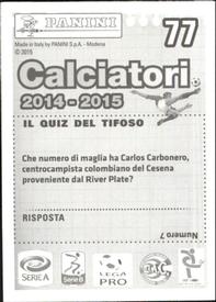 2014-15 Panini Calciatori Stickers #77 Alejandro Rodríguez Back