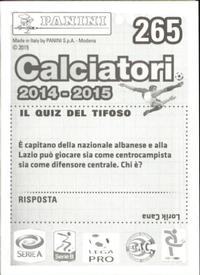 2014-15 Panini Calciatori Stickers #265 Etrit Berisha Back