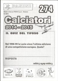 2014-15 Panini Calciatori Stickers #274 Stefano Mauri Back