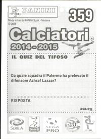 2014-15 Panini Calciatori Stickers #359 Franco Vazquez Back