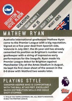 2017-18 Topps Premier Gold - Yellow #16 Mathew Ryan Back