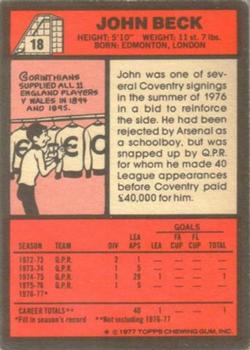 1977-78 Topps Footballer English (Red Backs) #18 John Beck Back