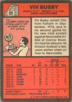 1977-78 Topps Footballer English (Red Backs) #22 Viv Busby Back
