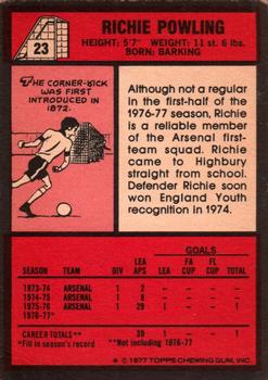 1977-78 Topps Footballer English (Red Backs) #23 Richie Powling Back