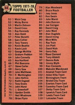 1977-78 Topps Footballer English (Red Backs) #44 Checklist 1-110 Back